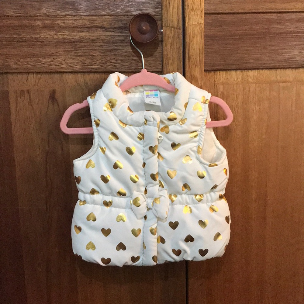 White and gold heart vest